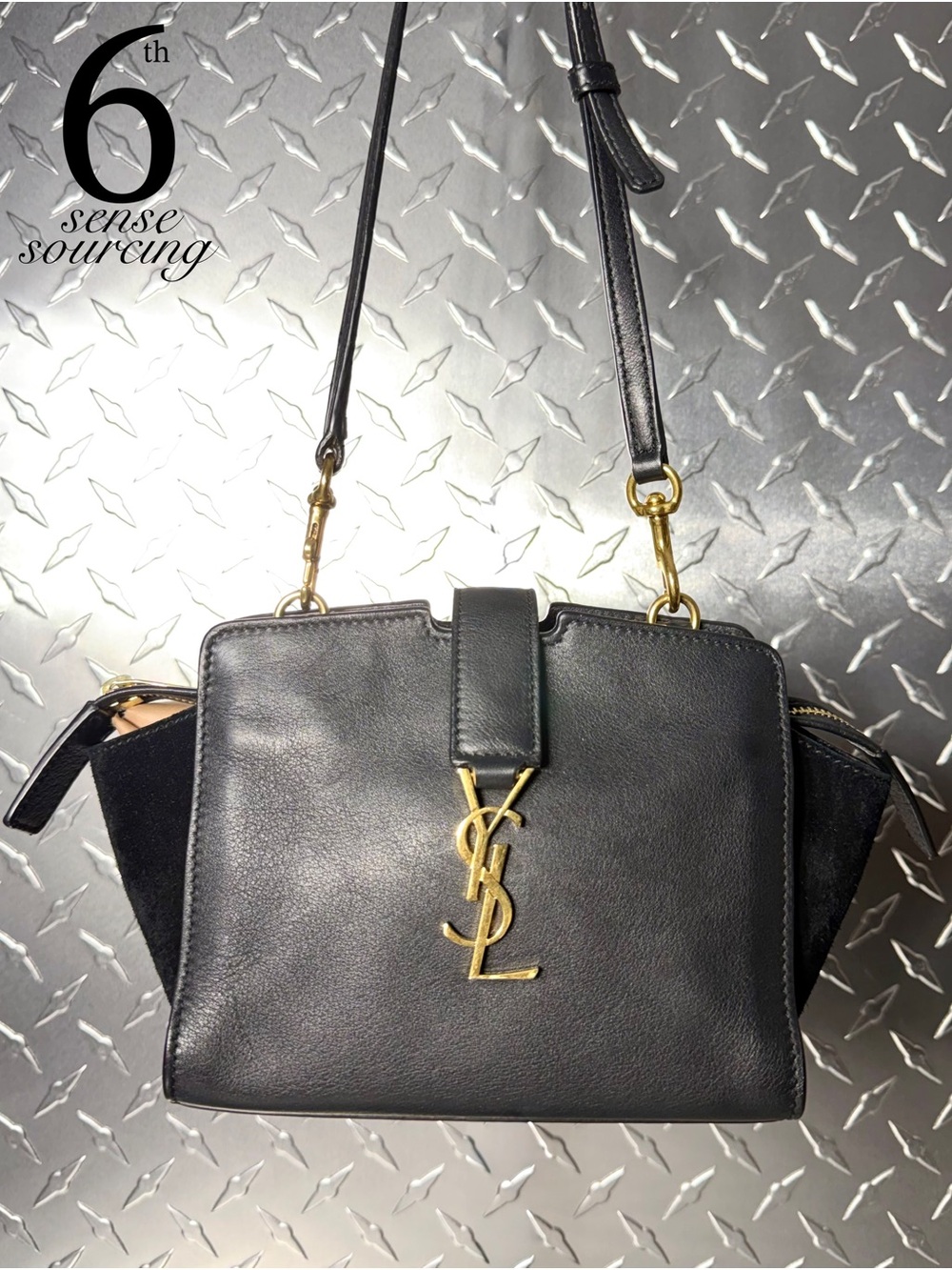 Saint Laurent Monogramme Leather/Suede Toy Cabas in Black